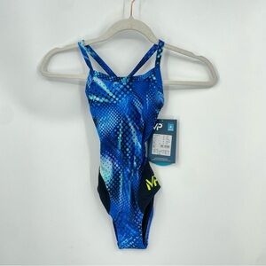 Girls sz 22 Michael Phelps blue patterned swimsuit